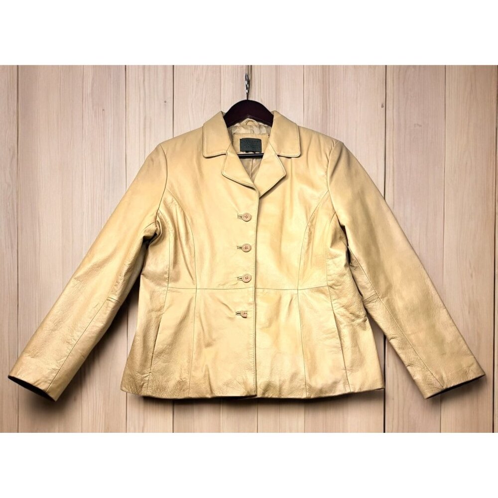 Uniform Petite John Paul Richard Leather Jacket Womens M? L? Tan Button Closure